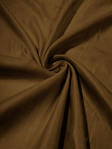 Light Brown Faux Suede Polyester Fabric | Microsuede | 58" Wide | Upholstery Weight, Tablecloth, Bags, Pouches, Cosplay, Costume