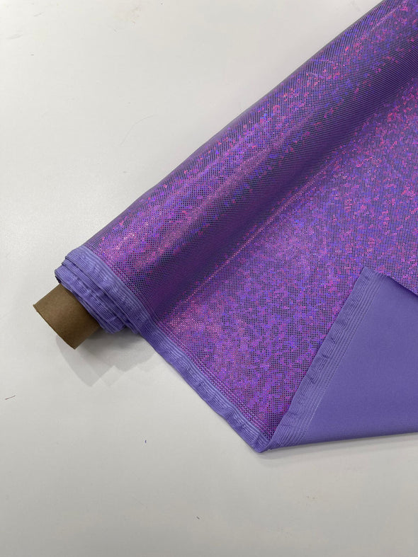 Lavender Shattered Glass Foil Hologram/58” Wide/4 Way Stretch Spandex Nylon Tricot. Sold by the yard.