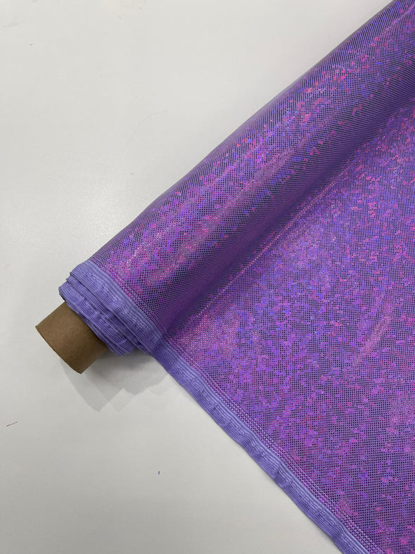 Lavender Shattered Glass Foil Hologram/58” Wide/4 Way Stretch Spandex Nylon Tricot. Sold by the yard.