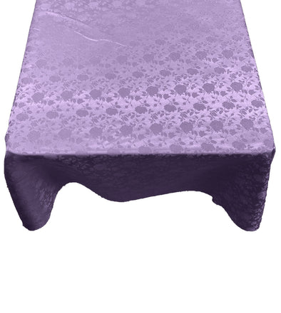 Lavender Square Tablecloth Roses Jacquard Satin Overlay for Small Coffee Table Seamless