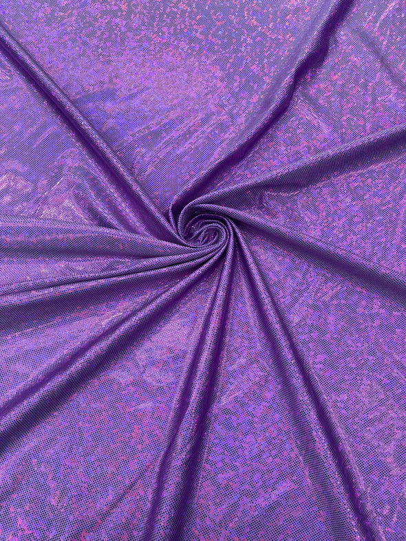 Lavender Shattered Glass Foil Hologram/58” Wide/4 Way Stretch Spandex Nylon Tricot. Sold by the yard.