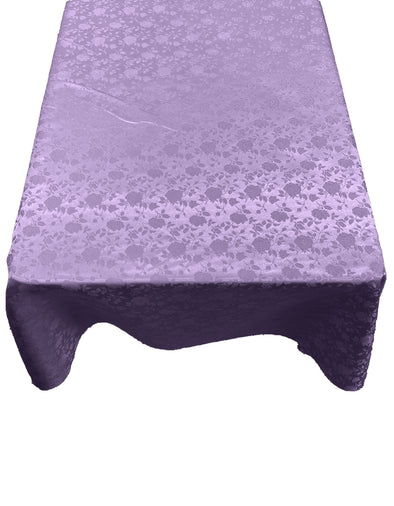Lavender Roses Jacquard Satin Rectangular Tablecloth Seamless/Party Supply.