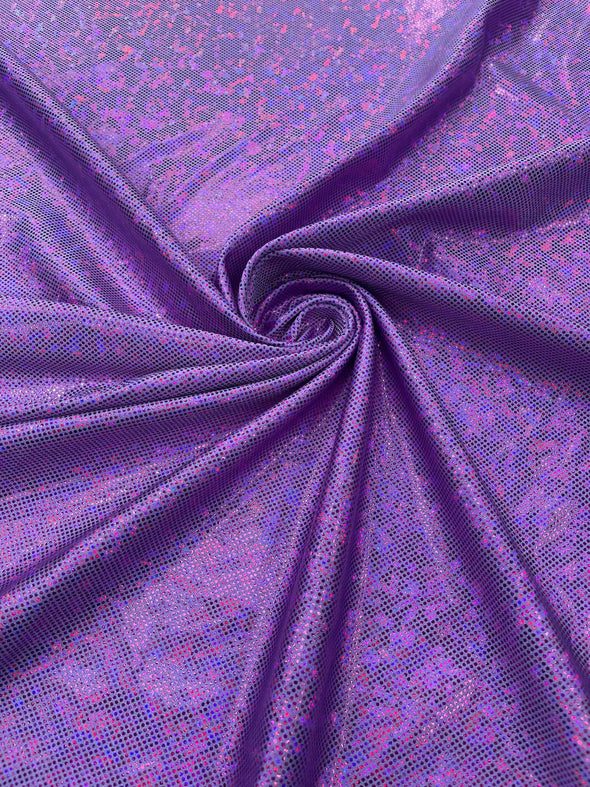 Lavender Shattered Glass Foil Hologram/58” Wide/4 Way Stretch Spandex Nylon Tricot. Sold by the yard.