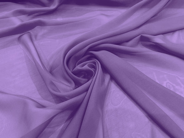 Lavender Polyester 58/60" Wide Soft Light Weight, Sheer, See Through Chiffon Fabric Sold By The Yard.