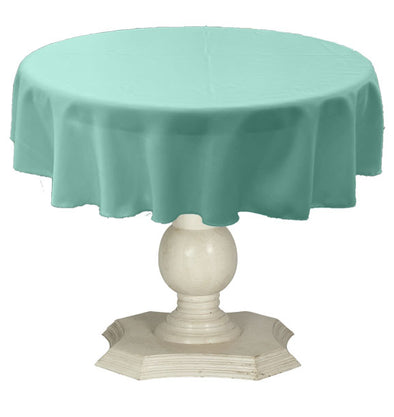 Light Aqua Round Tablecloth Solid Dull Bridal Satin Overlay for Small Coffee Table Seamless