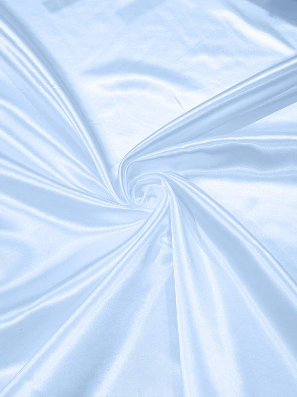 Light Blue Heavy Shiny Bridal Satin Fabric for Wedding Dress, 60" inches wide sold by The Yard. Modern Color