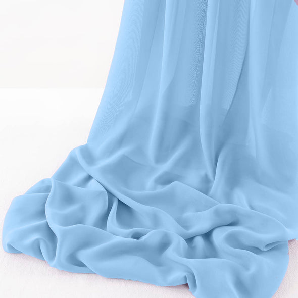 Light Blue Pack of 10 10ft Wool Dobby Chiffon Table Runner 29x120 Inches Runner for Wedding, Decorations for Birthday Parties, Banquets, Engagements, Sheer