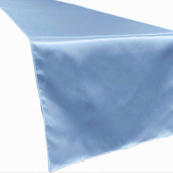 Light Blue Bridal Satin Table Runner, Wedding Banquet Decoration, ( Choose Size Below )