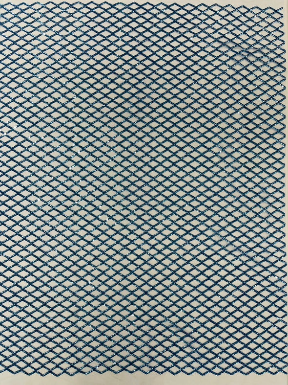 Light Blue Luxury Diamond Design Mini Glitz Sequins On A Mesh Fabric/Prom/Wedding/Party Supply