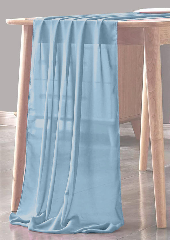 Light Blue Sheer Table Runner for Wedding, Decorations for Birthday Parties, Banquets, Engagements.