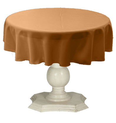 Light Copper Round Tablecloth Solid Dull Bridal Satin Overlay for Small Coffee Table Seamless