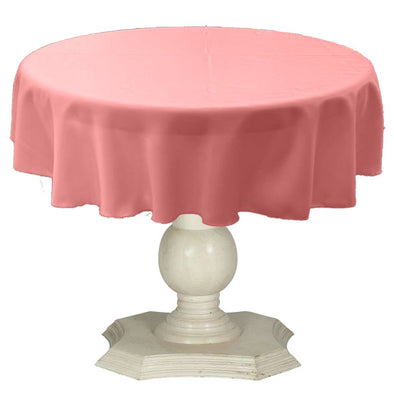 Light Coral Round Tablecloth Solid Dull Bridal Satin Overlay for Small Coffee Table Seamless