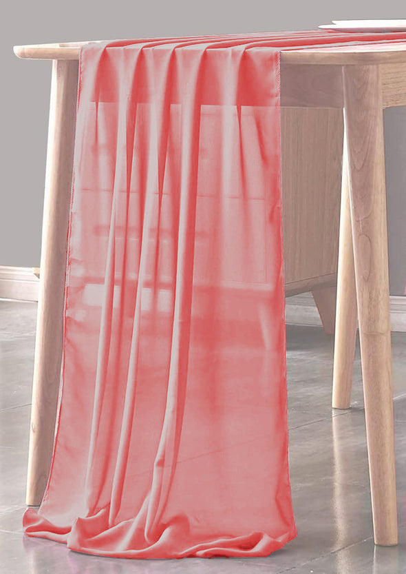 Light Coral Sheer Table Runner for Wedding, Decorations for Birthday Parties, Banquets, Engagements.