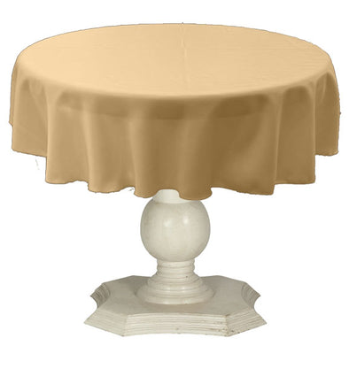 Light Gold Round Tablecloth Solid Dull Bridal Satin Overlay for Small Coffee Table Seamless