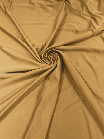 Light Gold Shiny Milliskin Nylon Spandex Fabric 4 Way Stretch 58" Wide Sold by The Yard