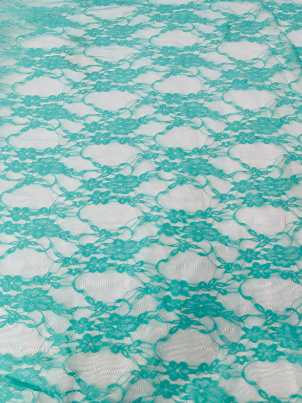 Light Jade Floral Vintage 4-Way Stretch Lace by the yard.