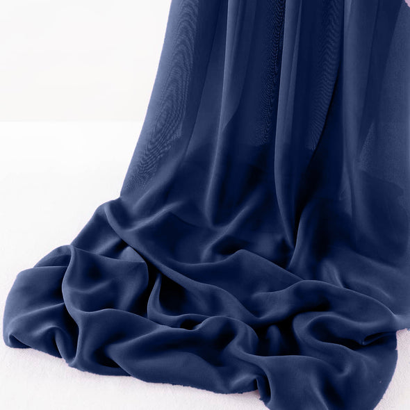 Light Navy Blue Pack of 5 10ft Wool Dobby Chiffon Table Runner 29x120 Inches Runner for Wedding, Decorations for Birthday Parties, Banquets, Engagements, Sheer