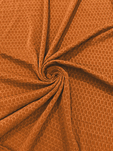 Light Orange Honeycomb 4-Way Stretch Knit Fabric for Leggings, Athletic Wear, Work Out Gear, Biker Fabric.