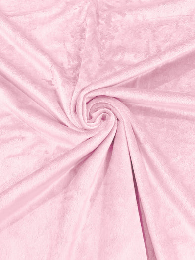 Light Pink Minky Solid Silky Plush Faux Fur Fabric - Sold by the yard