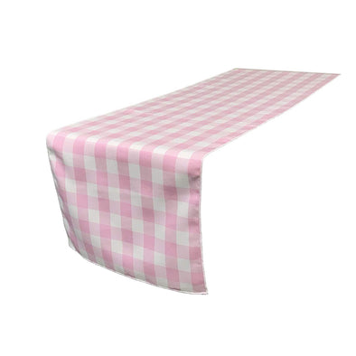 Light Pink 12" Wide by The Size of Your Choice, Polyester Poplin Gingham, Checkered, Plaid Table Runner.