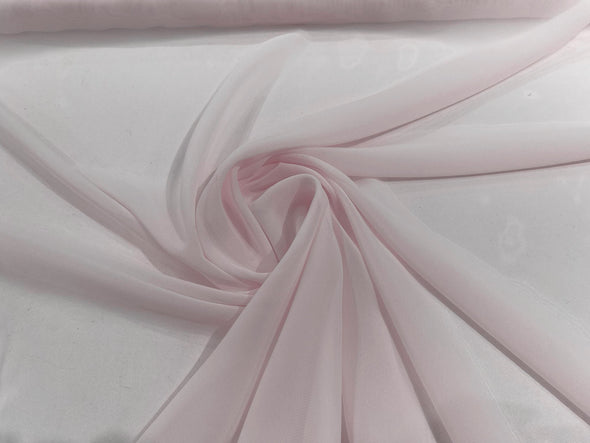 Light Pink Polyester 58/60" Wide Soft Light Weight, Sheer, See Through Chiffon Fabric Sold By The Yard.