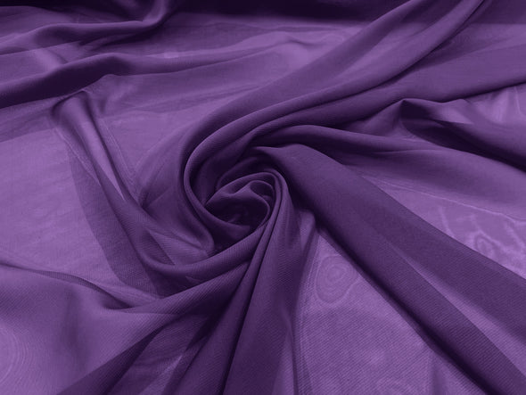 Light Purple Polyester 58/60" Wide Soft Light Weight, Sheer, See Through Chiffon Fabric Sold By The Yard.