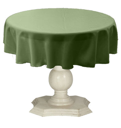 Light Sage Green Round Tablecloth Solid Dull Bridal Satin Overlay for Small Coffee Table Seamless