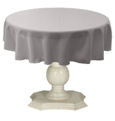 Light Silver Round Tablecloth Solid Dull Bridal Satin Overlay for Small Coffee Table Seamless