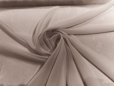 Light Taupe Polyester 58/60" Wide Soft Light Weight, Sheer, See Through Chiffon Fabric Sold By The Yard.