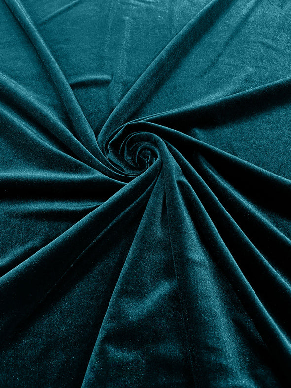 Light Teal 60" Wide 90% Polyester 10 percent Spandex Stretch Velvet Fabric for Sewing Apparel Costumes Craft, Sold By The Yard.