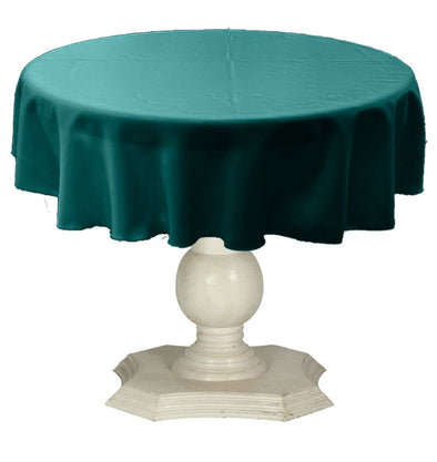 Light Teal Round Tablecloth Solid Dull Bridal Satin Overlay for Small Coffee Table Seamless