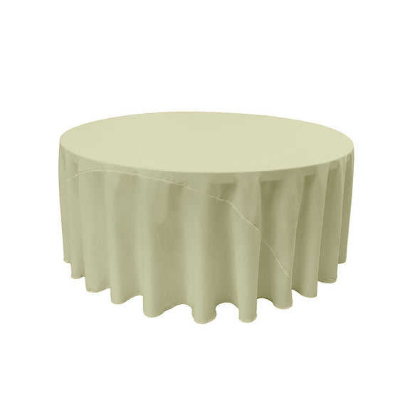 Light Yellow Solid Round Polyester Poplin Tablecloth With Seamless