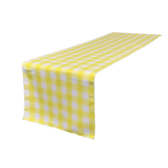 Light Yellow 12" Wide by The Size of Your Choice, Polyester Poplin Gingham, Checkered, Plaid Table Runner.