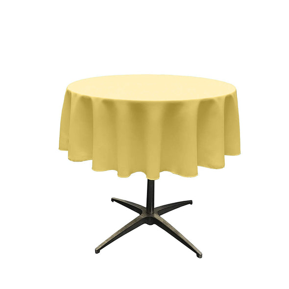 Light Yellow Solid Round Polyester Poplin Tablecloth Seamless
