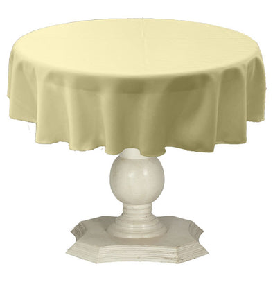 Light Yellow Round Tablecloth Solid Dull Bridal Satin Overlay for Small Coffee Table Seamless