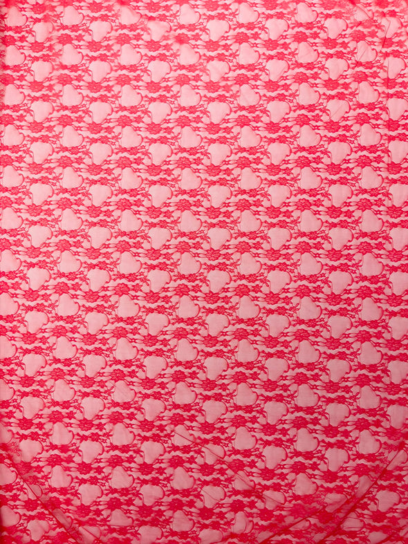 Light Coral Floral Vintage 4-Way Stretch Lace by the yard.