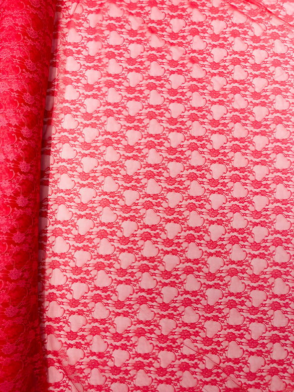 Light Coral Floral Vintage 4-Way Stretch Lace by the yard.