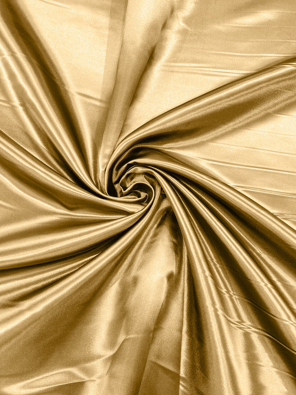 Light Gold Heavy Shiny Bridal Satin Fabric for Wedding Dress, 60" inches wide sold by The Yard. Modern Color