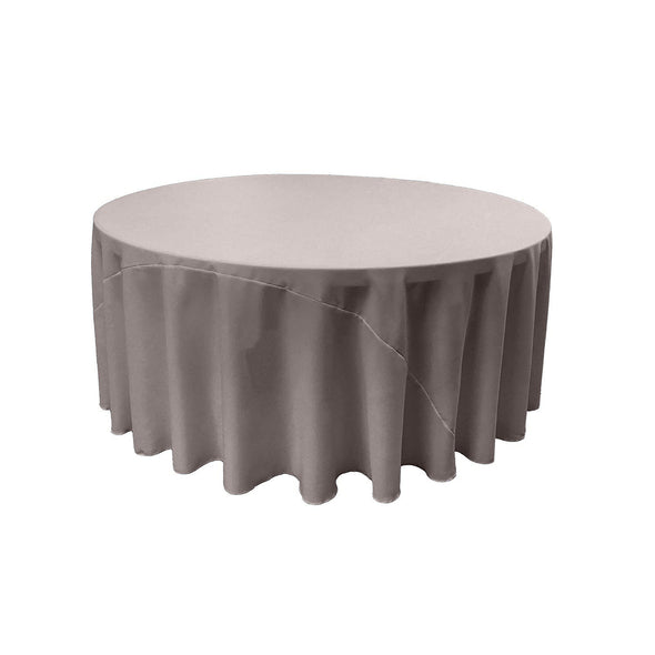 Light Silver Solid Round Polyester Poplin Tablecloth With Seamless