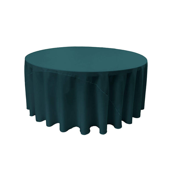 Light Teal Solid Round Polyester Poplin Tablecloth With Seamless