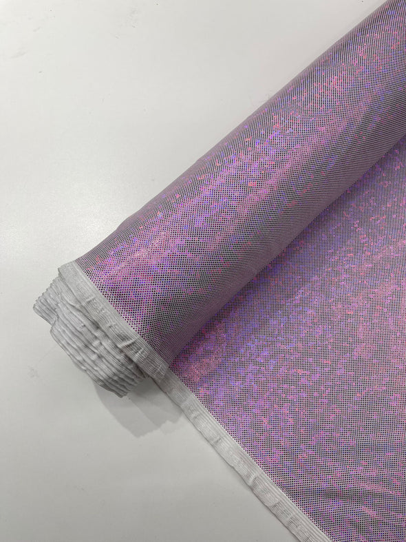 Lilac-White Shattered Glass Foil Hologram/58” Wide/4 Way Stretch Spandex Nylon Tricot. Sold by the yard.