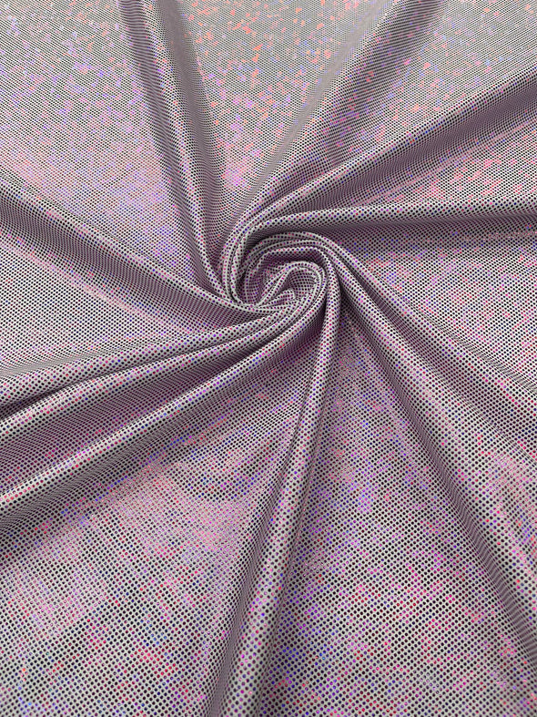 Lilac-White Shattered Glass Foil Hologram/58” Wide/4 Way Stretch Spandex Nylon Tricot. Sold by the yard.