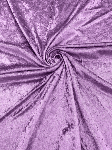 Lilac Solid Crushed Velour Stretch Velvet Fabric 59/60" Wide Sold By The Yard.