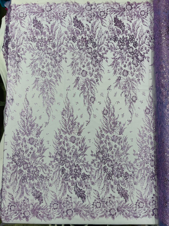 Big Glitter Damask Design On A Mesh Lace Fabric/Prom/Sold By The Yard