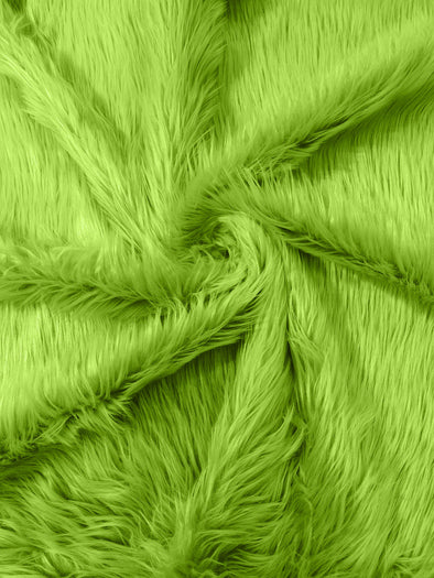 Lime Green  Long Pile Soft Faux Fur Fabric for Fur suit, Cosplay Costume, Photo Prop, Trim, Throw Pillow, Crafts.