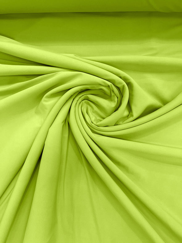 Lime Green ITY Fabric Polyester Knit Jersey 2 Way Stretch Spandex Sold By The Yard