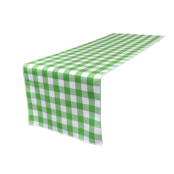 Lime Green 12" Wide by The Size of Your Choice, Polyester Poplin Gingham, Checkered, Plaid Table Runner.