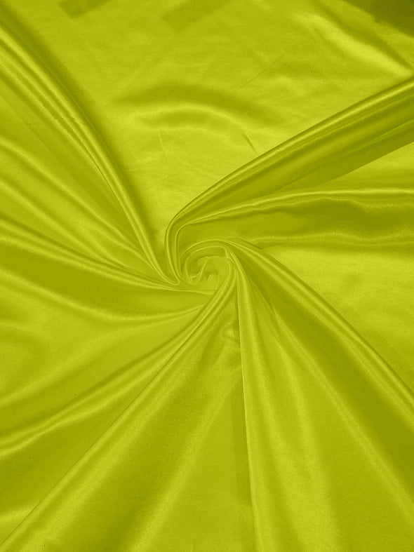 Lime Green Heavy Shiny Bridal Satin Fabric for Wedding Dress, 60" inches wide sold by The Yard. Modern Color