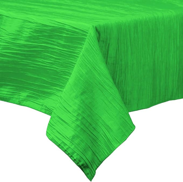 Lime Green Rectangular Light Weight Accordion Design Crushed Taffeta Seamless Table Overlay.