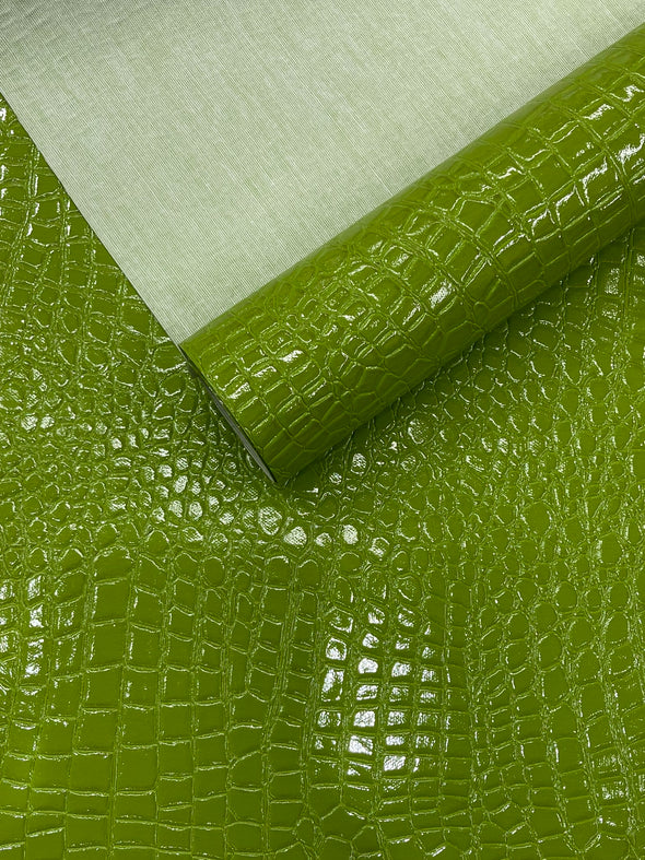 Shiny Alligator 3D Embossed Vinyl Fabric, 54" Wide Upholstery Crafting Accessories Applications.